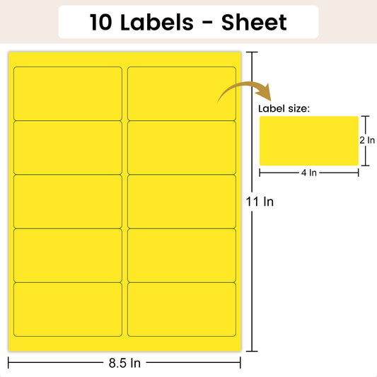 THEBLUETOUCH 750 Neon Fluorescent Labels - 1" x 2-5/8" Printable Sticker Sheets for Inkjet/Laser Printers - 5 Assorted Bright Colors (30 Labels per Sheet, 25 Sheets)