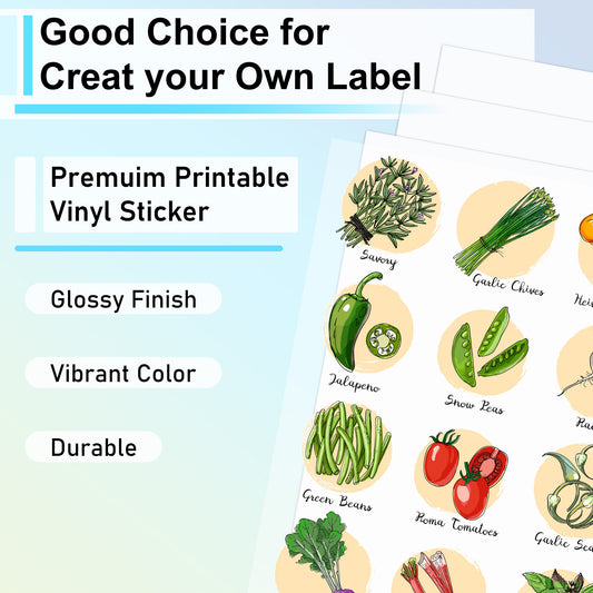 THEBLUETOUCH Clear Printable Vinyl Sticker Paper for Inkjet Printers – 8.5 x 11 Inches, 20 Sheets – Transparent Waterproof Sticker Sheets for DIY Labels