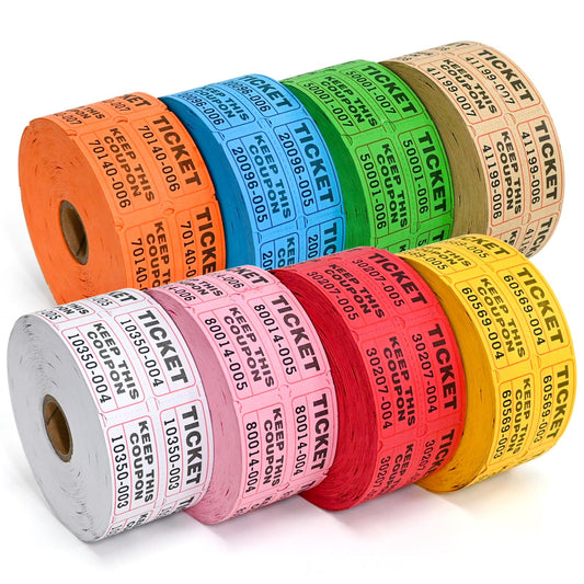 THEBLUETOUCH 8000 Tickets 2" x 2"  Tickets Consecutive Numbers for Events,Entry,Class activity,Fundraiser -1000 Tickets Per Roll,8 Rolls