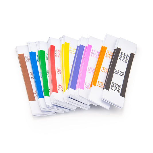 THEBLUETOUCH Money Band Bundles Self Sealing Currency Straps for Bill Wrappers (9 Colors - 360 Assorted)