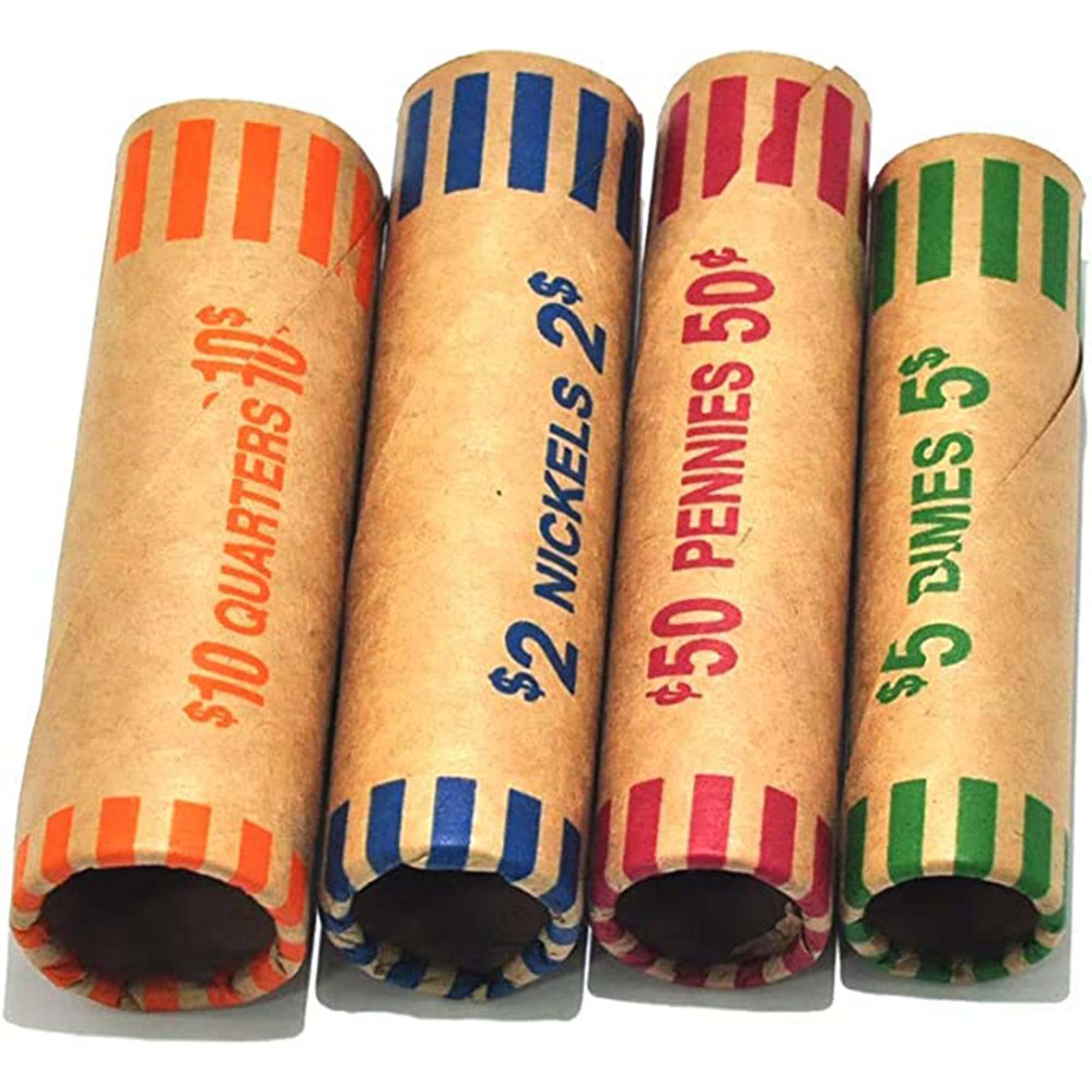 l-liked-256-assorted-preformed-coin-wrappers-rolls-quarters-pennies-nickels-and-dimes-256assorted