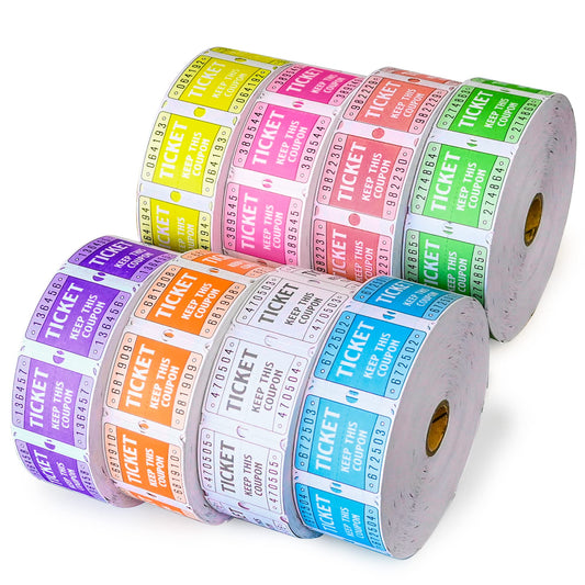 THEBLUETOUCH Tickets Double Rolls 50/50 Tickets 2000 per roll for Event- 8 Assorted Colors available (8 Roll of 2000 Tickets Each)