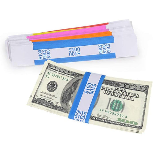 THEBLUETOUCH Pack of 400 Money Band Bundles Self Sealing Currency Straps for Bill Wrappers (50 of Each - 400 Assorted)