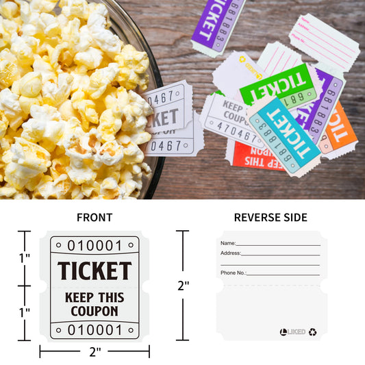 THEBLUETOUCH Raffle Tickets Double Roll 2000 per roll Tickets Consecutively Numbered 50/50 Raffle Tickets for All Event Party Prize Drawing Perforated Stubs