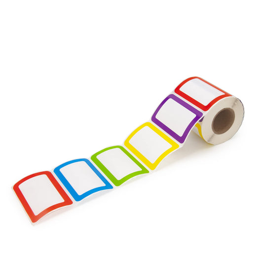 THEBLUETOUCH 500 Stickers - Colors Plain Name tag Labels with Perforated Line for School Office Home (Blank - 500 Labels)