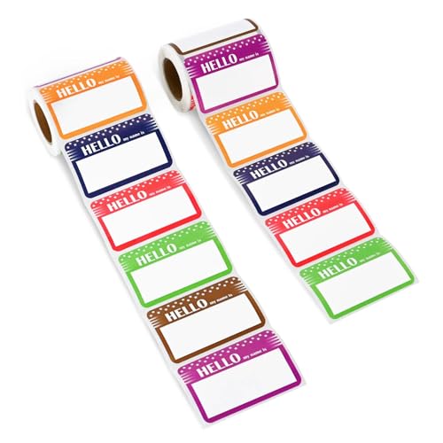 THEBLUETOUCH Name Tags Stickers Assorted Name Tags for Clothes with Colorful Border No Residue